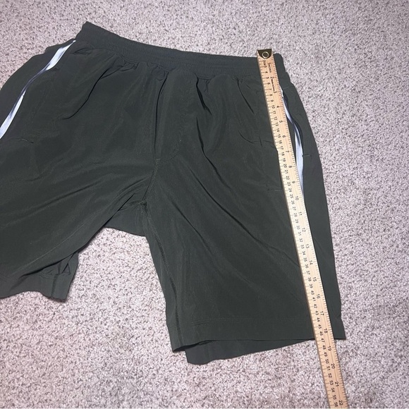 Lululemon Olive Green, Long Size Men's Large Lined Spandex Athletic shorts - Picture 6 of 7